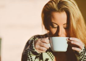 Woman enjoying a cup of tea