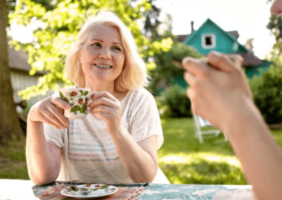 Woman enjoying a cup of tea