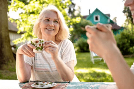 Woman enjoying a cup of tea