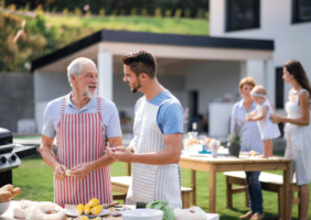 Elderly Father and Son BBQ this Father's Day